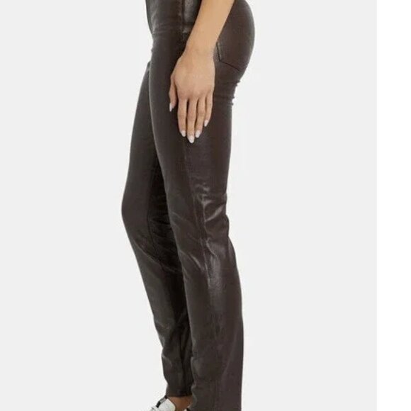 VERONICA BEARD JEANS DARK CHOCOLATE BROWN VEGAN LEATHER SKINNY PANTS Debbie 29/8 - Picture 3 of 8
